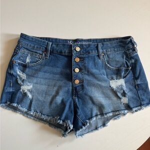 No Boundaries medium wash button fly women’s shorts